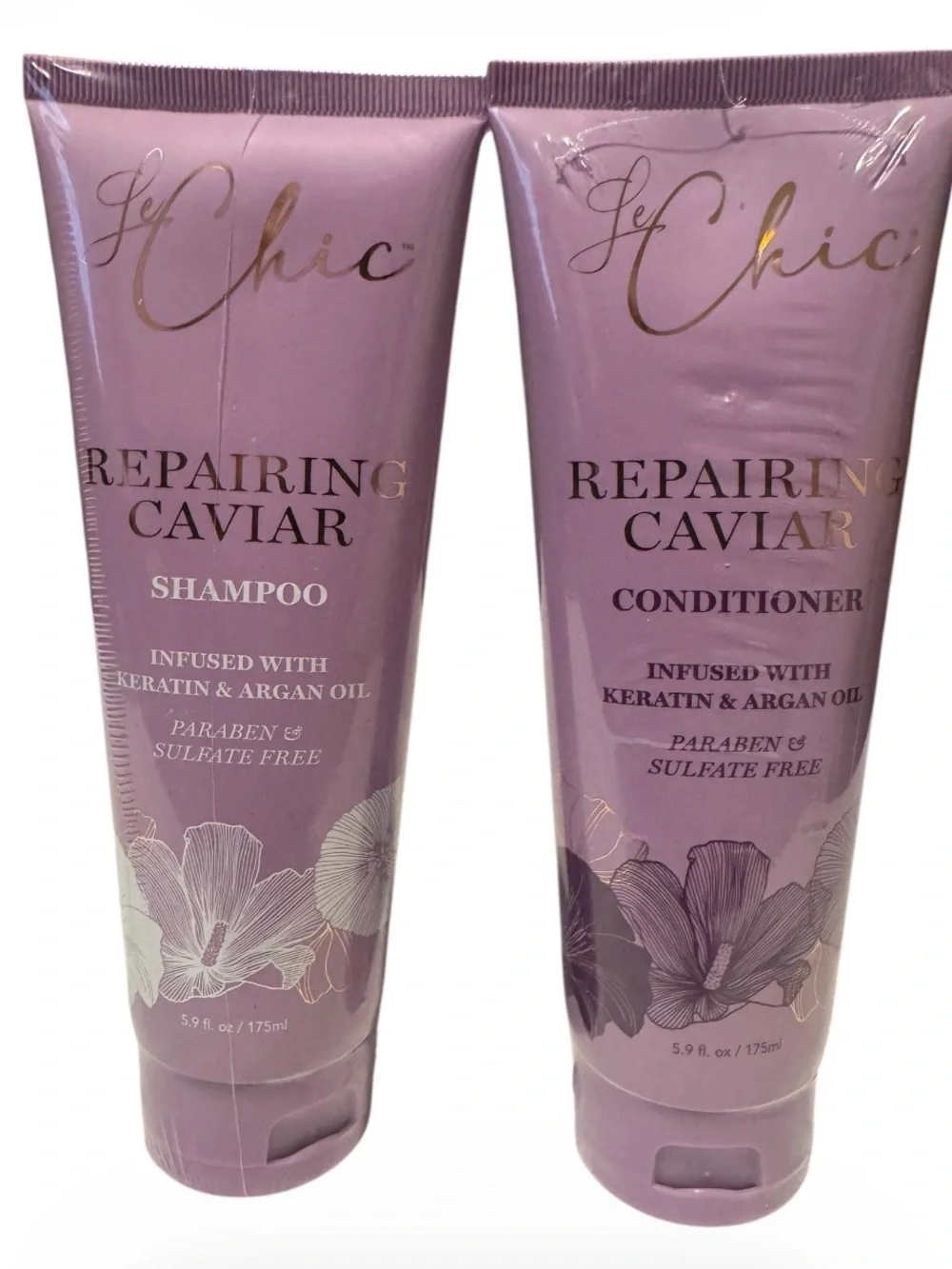chic Repairing Caviar Shampoo & Conditioner Set - Lavender Pink Tubes